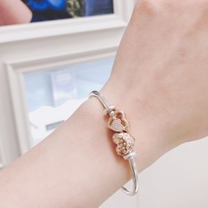 Pandora 596477 Rose gold sparkle love bangle set